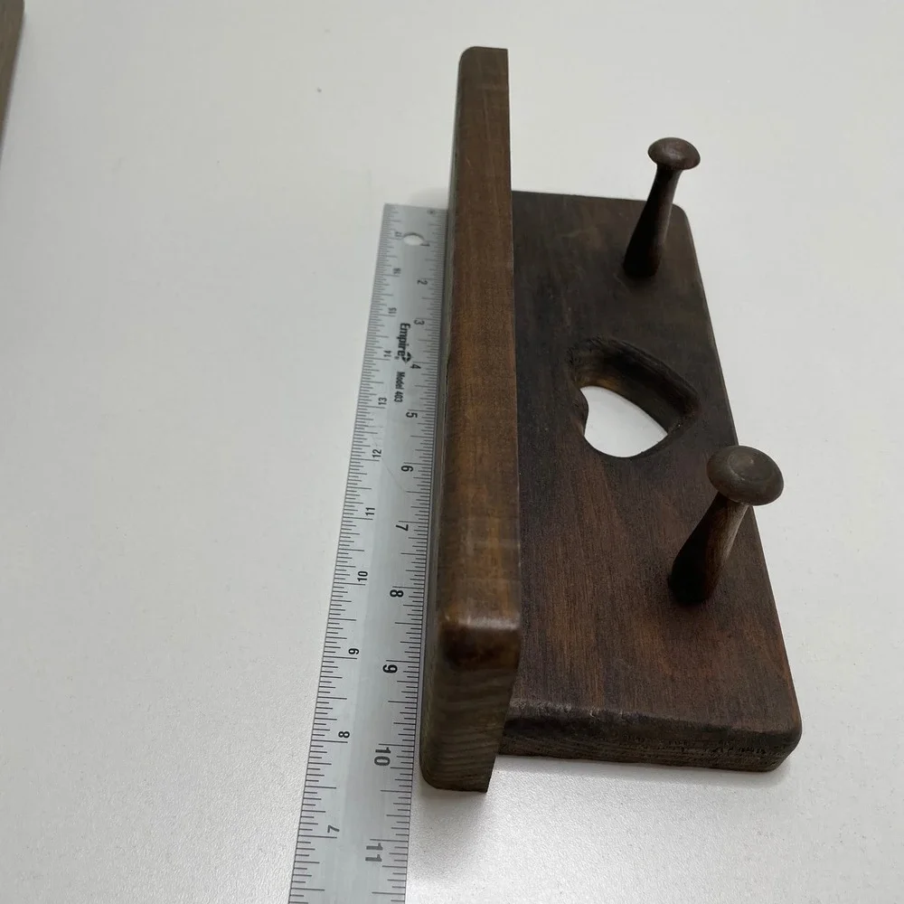 Vintage Rustic Wood Heart Cutout Wall Shelves with Pegs Set of 2 Dark Brown